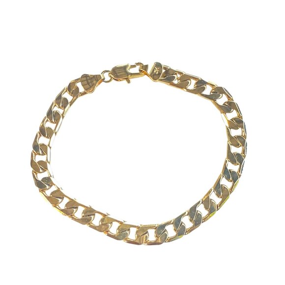 Gold Plated Cuban Link Chain Bracelet With Lobster Clasp For Men Or Women - Picture 8 of 11